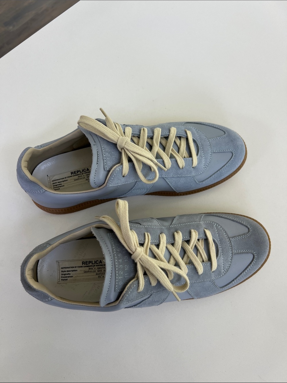 Maison Margiela men’s sports shoes sneakers trainers light blue leather size 40 - Picture 7 of 14